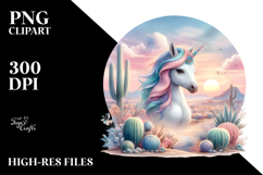 Colorful Baby Unicorn in Desert Scene, PNG Product Image 2