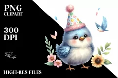 Cute Baby Bird with Party Hat PNG Product Image 3