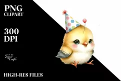 Cute Baby Bird with Party Hat PNG Product Image 3