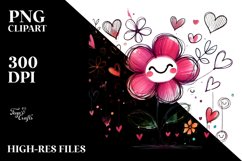 Smiling Flower with Hearts PNG Product Image 2