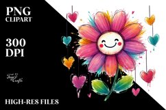 Smiling Flower with Hearts PNG Product Image 2