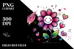 Smiling Flower with Hearts PNG Product Image 2