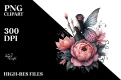 Gothic Fairy on a Flower, Transparent PNG Product Image 2