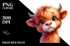 Highland Cow Baby Face PNG Product Image 3