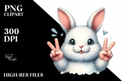Funny Bunny Victory Sign Clipart Product Image 1