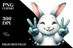 Funny Bunny Victory Sign Clipart Product Image 3