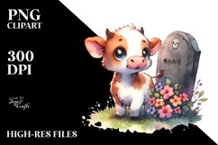 Vibrant Baby Cow Drawing | Cartoon Style Product Image 2