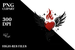 Simple Paintbrush Style Heart with Wings PNG Product Image 2