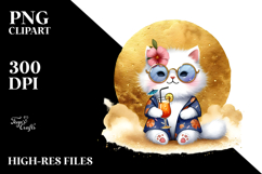 Hipster Cat in Beachwear PNG Product Image 2