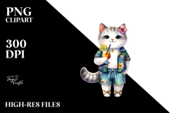 Hipster Cat in Beachwear PNG Product Image 2