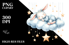 Baby Rabbit Sleeping on the Cloud PNG Product Image 2