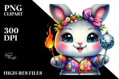 Colorful Smiling Cute Baby Rabbit PNG Product Image 2