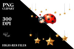 Vibrant Whimsical Ladybug Sleeping on a Cloud, PNG Product Image 2