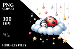 Pastel Ladybug Cloud Stars PNG Product Image 2