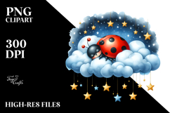 Pastel Ladybug Cloud Stars PNG Product Image 2