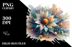 Abstract Sunflower Watercolor Splash PNG Product Image 1