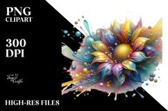 Abstract Vibrant Pastel Shiny Sunflower, Transparent PNG Product Image 3