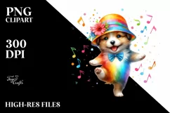 Colorful Puppy Dancing Sticker | Clipart Product Image 1