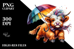 Jumping Highland Cow with Cool Haircut, High-Res PNG Product Image 2