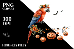 Halloween Parrot on Cloud PNG Product Image 2