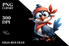 Cartoony Bird with Bandana PNG Product Image 2