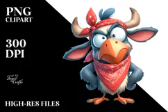 Cartoony Bird with Bandana PNG Product Image 2