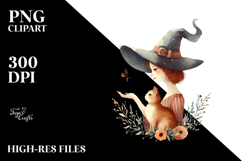 Retro Witch with Cat, Halloween PNG Product Image 2