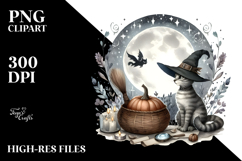 Retro Witch with Cat PNG Product Image 2