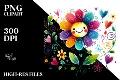Smiling Flower with Hearts PNG Product Image 2