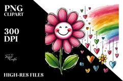 Smiling Flower with Hearts PNG Product Image 2
