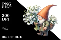 detailed Gnome with Snowdrop Bouquet | Clipart Product Image 3