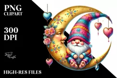 Adorned Gnome on Moon, Transparent PNG Product Image 2