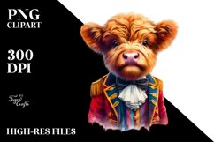 Colorful Baby Highland Cow in Ringmaster Coat, PNG Product Image 3
