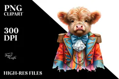 Colorful Highland Cow in Ringmaster's Coat PNG Product Image 2
