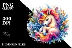 Detailed Baby Unicorn Watercolor PNG Product Image 2