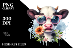 Funny Baby Cow with Sunglasses, PNG Product Image 2