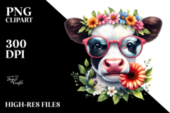 Funny Baby Cow with Sunglasses, PNG Product Image 2