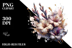 Glossy Gladiolus Watercolor Splash PNG Product Image 2