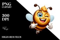 Playful Carton Bee, Transparent PNG Product Image 2