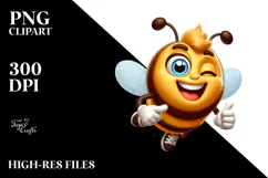 Playful Carton Bee, Transparent PNG Product Image 2