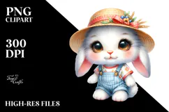 Cute Baby Bunny in Summer Clothes PNG Product Image 2