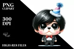 Sublimation Sticker Clipart: Party Hat Japanese Chin Product Image 1