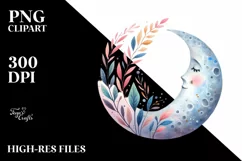 colorful Whimsical Moon, Transparent PNG Product Image 2