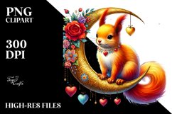 Adorned Squirrel on Moon, Transparent PNG Product Image 2