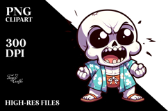 Aggressive Cartoon Animal Skull with Beach Wear PNG Product Image 2