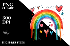 Hearts Scribbled Rainbow Smiling Cloud PNG Product Image 2