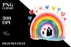 Colorful Digital Rainbow Hearts PNG Product Image 2