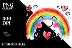 Scribbled Rainbow with Hanging Hearts Product Image 2