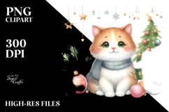 Watercolor Cat with Christmas Decorations Product Image 2