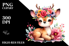 Vibrant Flower Crown Deer | Cartoon Style Product Image 2